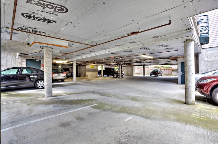 Rental includes a space in covered parking garage